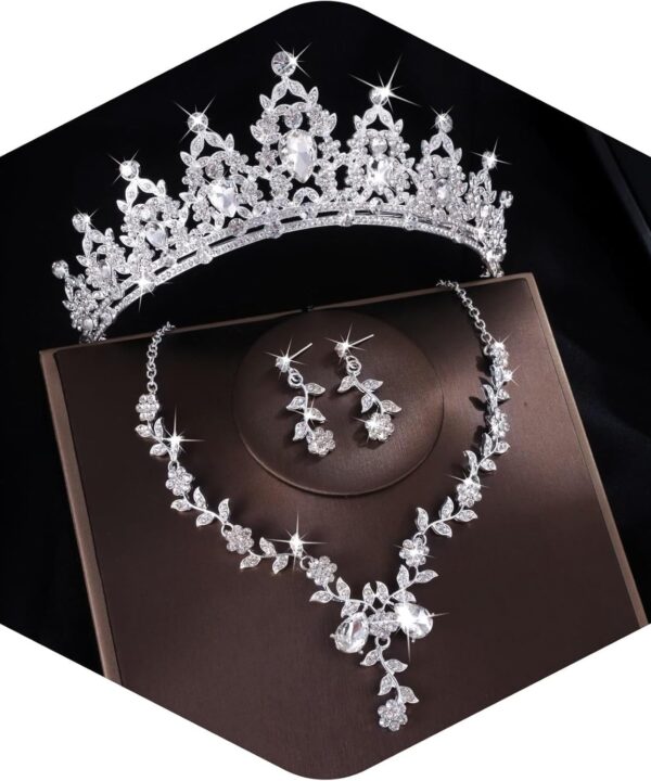 Kamirola Tiaras and Crowns for Women,Tiaras Earrings Necklace, Crystal Bridal Jewelry Set, Costume Party Halloween Prom Pageant Jewelry for Women(TR45)