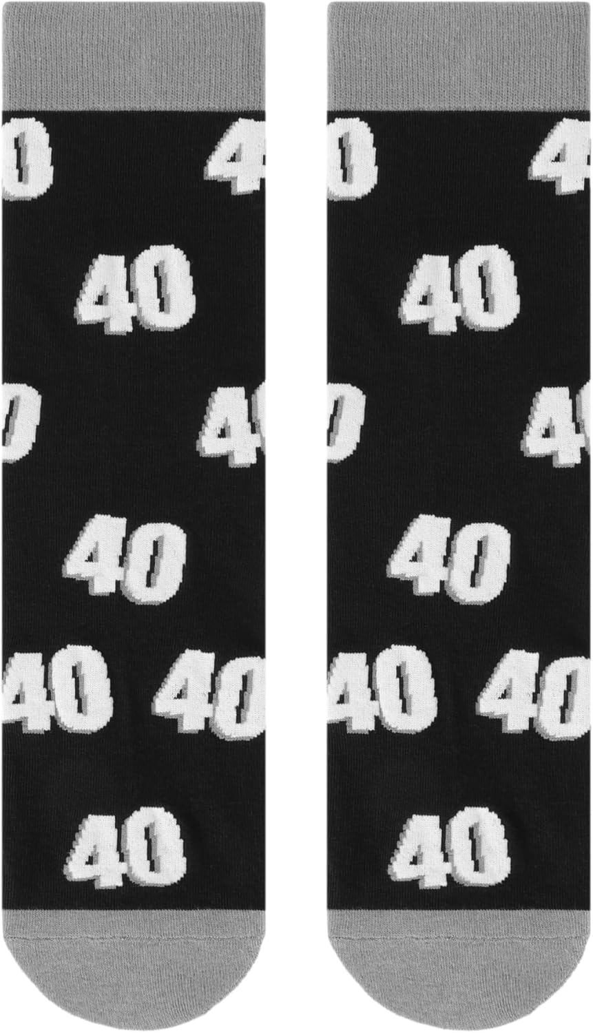 Bibalabili 40th 50th 60th Birthday Gifts for himMen 40th 50th 60th Birthday Decorations, Funny Black Crew Cotton Socks