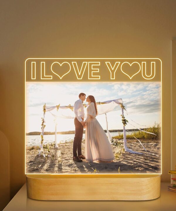 Light up Picture Frame, I Love You 4x6 Inches Acrylic Photo Frame with Night Light Desktop Decor Best Gifts for Lover Couple Wife Girl Friends Valentine's Day Anniversary Birthday Wedding Present
