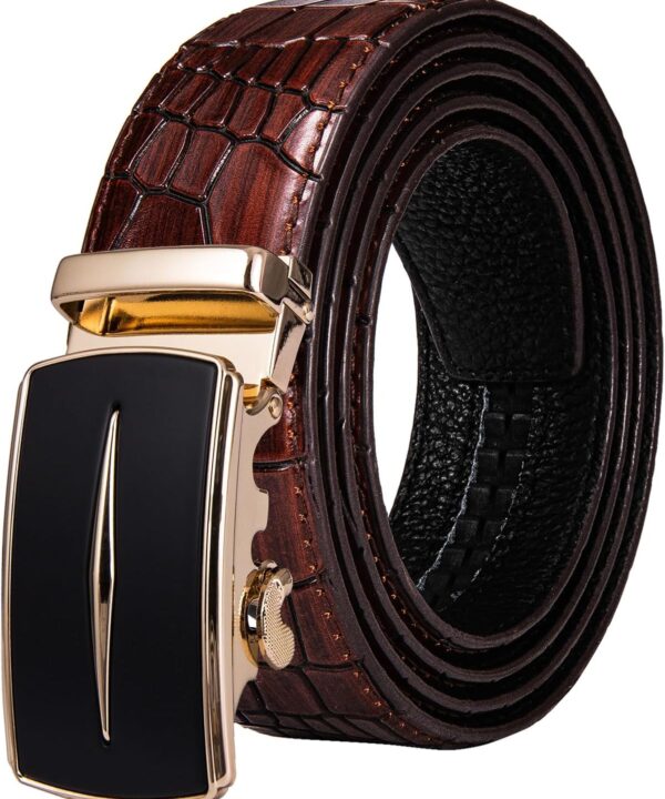 Dubulle Designer Mens Belts, Sliding Automatic Buckle Ratchet Dress Belt TOP Genuine Leather Strap Gifts