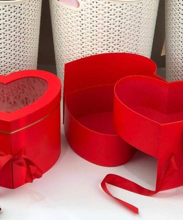 UNIKPACKAGING Premium Quality 2 Layer Heart Shaped Flower Box, Floral Gift Box, with Lids, Size 9x8x6.5, for Luxury Style Flower Arrangements (Red)
