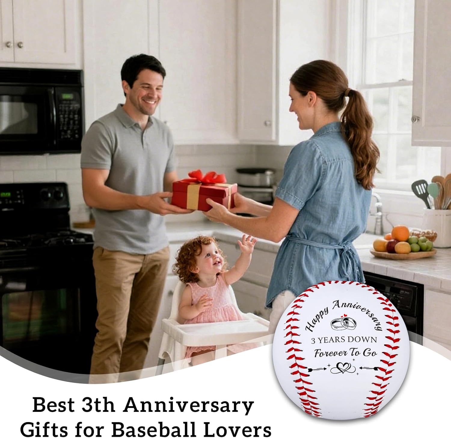 Aeolussoms Baseball 3rd Anniversary Leather Gifts for Husband 3 Year Anniversary Baseball Lovers Gifts for Him Her 3 Years Gift