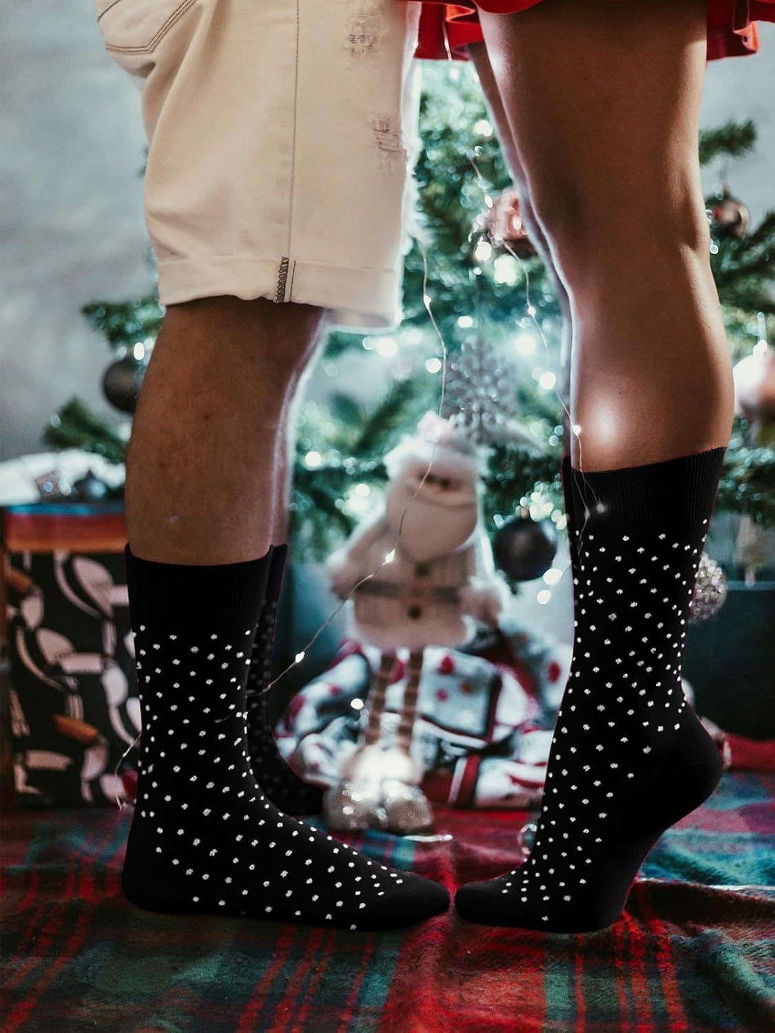 Socks For Men Groomsmen Gifts For Men Dot Christmas Dress Socks Wedding 9-13 100% cotton Casual Crew Socks