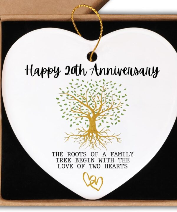 20th Anniversary Marriage Gifts for Couple Happy 20th Anniversary Ornament Keepsake Sign Heart Plaque Anniversary Romantic Couple Wedding Engagement Gifts for Her Him Wife Husband