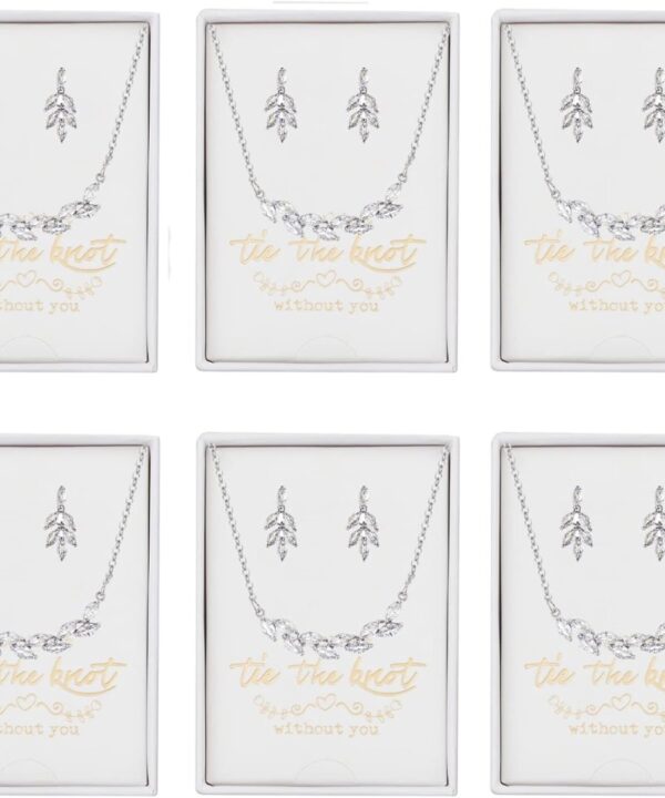 DHQH Bridesmaid Earrings Necklace Set Proposal Gifts Set for Women Leaf Pendant Necklace set of 4/6 Wedding Jewelry