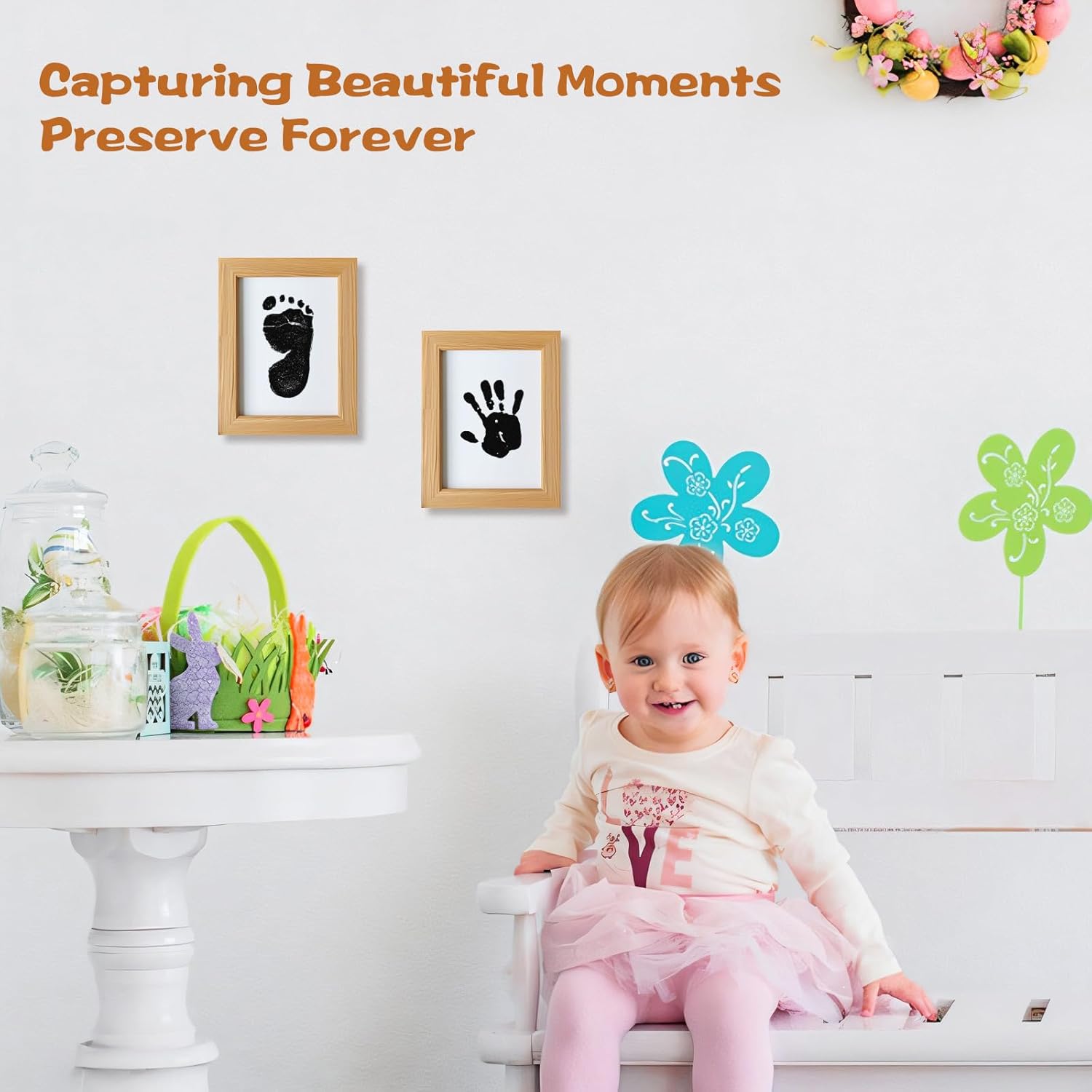 Baby Footprint Kit, 4-Pack Inkless Hand and Footprint Kit, Clean-Touch Baby Hand and Footprint Kit Dog Paw Print Kit Dog Nose Print Kit for Newborn and Pet, 4 Ink Pads and 8 Imprint Cards