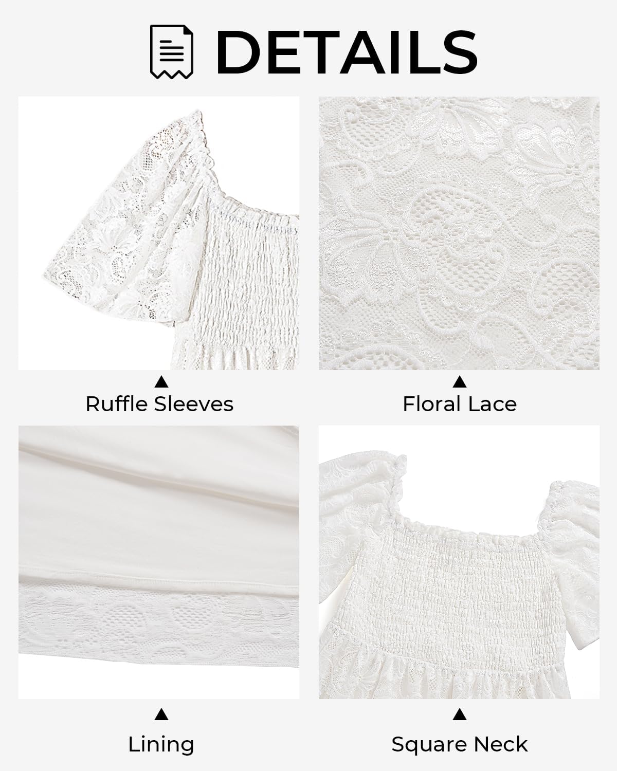 Plus Size Wedding Dress Bride Boho Lace Formal Square Neck Ruffle Sleeves Long Dresses for Curvy Women