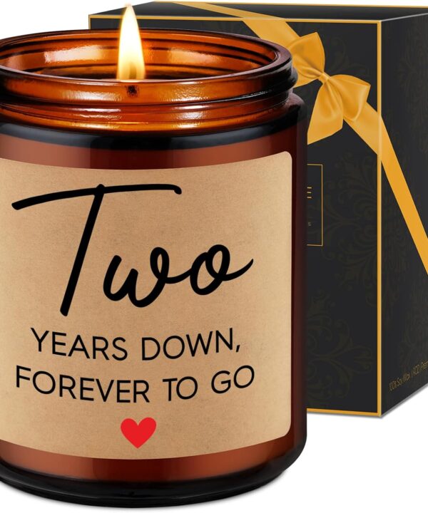 Fairy's Gift 2 Year Anniversary Candle Gifts for Him Her Boyfriend GF Wife Husband - Cotton 2nd Anniversary Couple Gifts Ideas - Two Year Wedding Anniv. Presents for Couples, Happy Second Anniv.