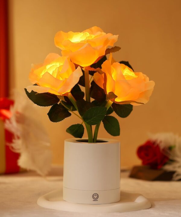 WSYEAR Forever Yellow Rose Flower Lamp Touch Lamp Christmas Birthday Gifts for Women Her Wife Girlfriend Daughter, Dimmable Rose Lamp Decor for Bedroom