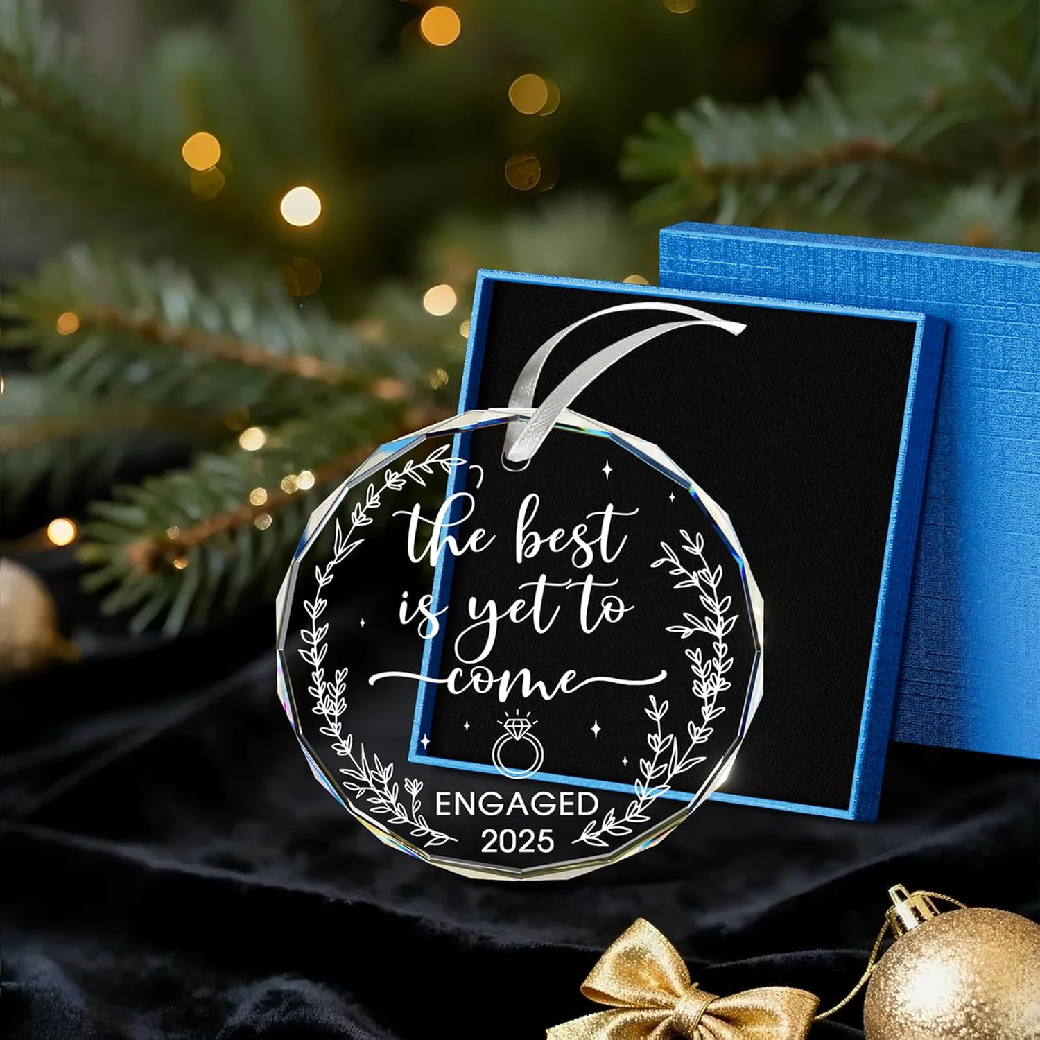 Engagement Gift for Couples 2025, Just Engaged Ornament, The Best is Yet to Come – Engaged 2025, Wedding Bridal Shower Gifts, Just Married Gifts for Newlywed Couple, Bride, Women, Her