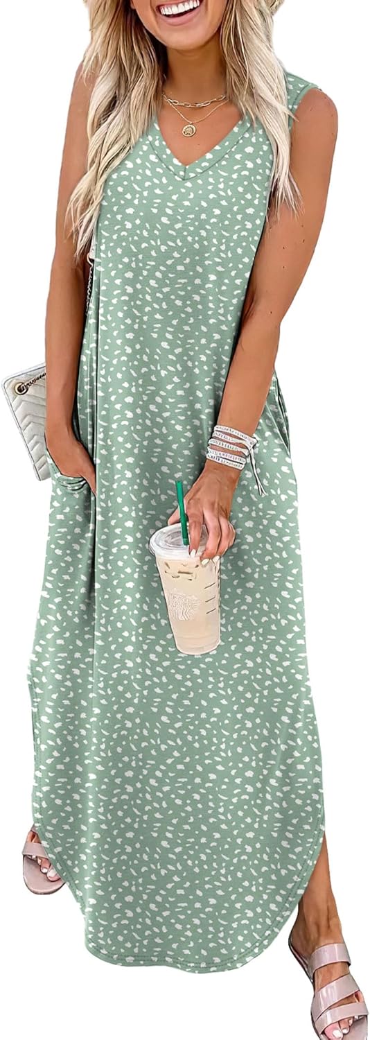 Sampeel Summer Dresses Maxi Dress Vacation Beach Sundresses 2025 with Pockets