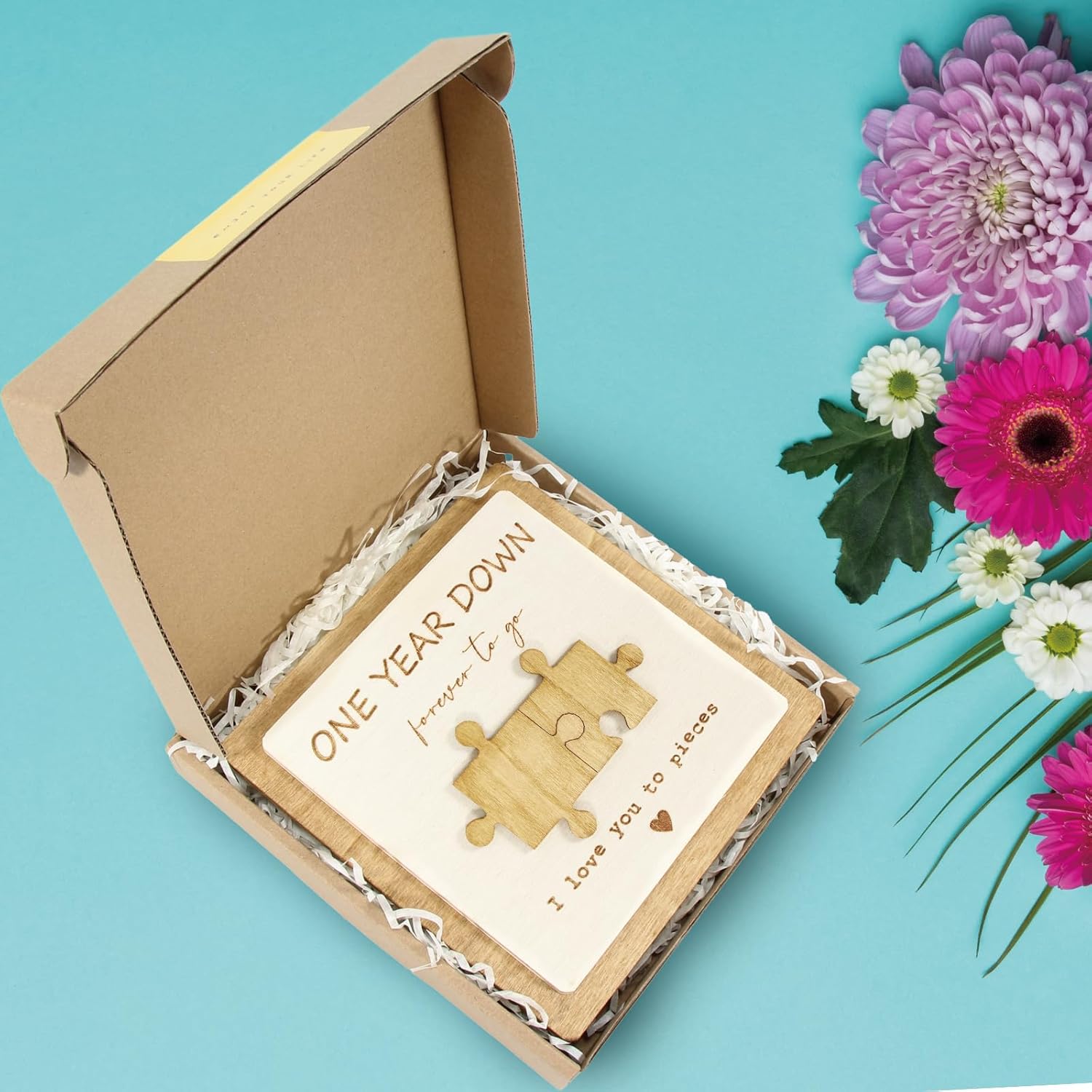 1 Year Anniversary Unique Gift for Couples | Rustic Wooden Keepsake Plaque for Home Decor | 1st Anniversary Paper Gifts for Him, Her, Boyfriend, Girlfriend, Husband, Wife on Valentines Day.