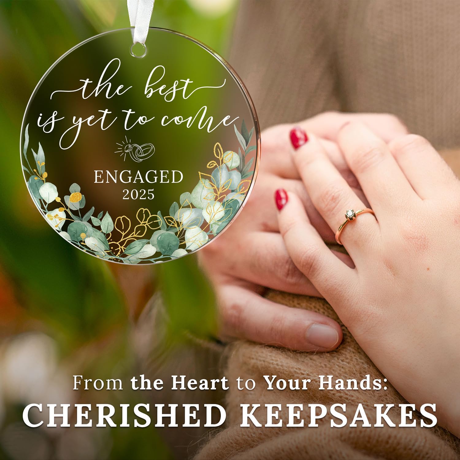 HEXMOZ Engagement Gifts for Couples – Engagement Gift for Newly Engaged Couples, Women, Fiance, Her – Bride to Be Gifts, First Christmas Just Engaged Acrylic Ornament 2025 – Party Decorations