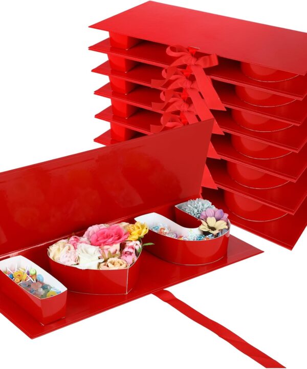 Ireer 6 Pack Valentine's Day Empty I Love U Flower Box Cardboard Letter Shaped Fillable Heart Gift Box for Wedding Galentine's Day Arrangement Candy Treat Rose, 17.7 x 6.1 x 1.97''(Red,I Love U)