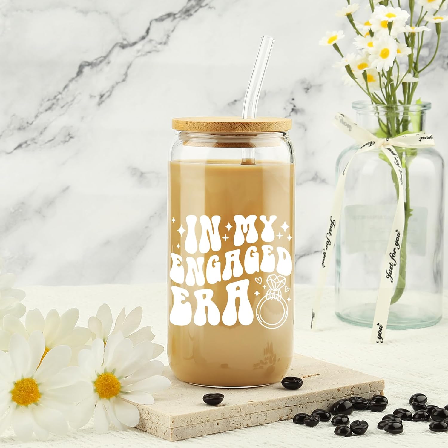 Engagement Gifts, In My Engaged Era Glass Cup, Future Bride Gift Ideas, Bridal Shower Gift for Her, Wedding Gifts for Best Friend – Newbride, Fiance Present – Bride to Be Tumbler – Present for Her