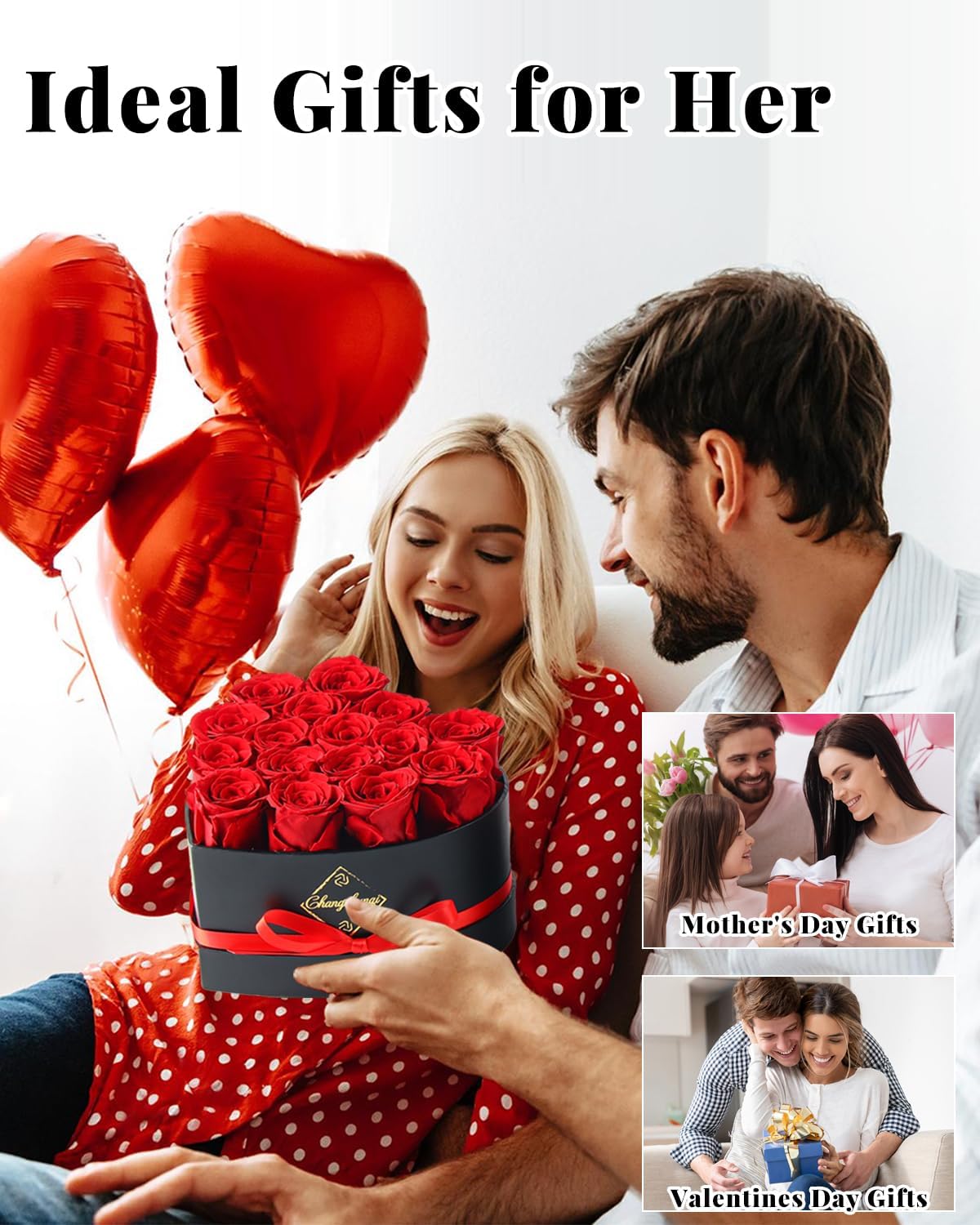 16 Flowers Forever Preserved Roses in Heart Box, Preserved Flowers for Delivery Birthday Gifts Women Anniversary Forever Flowers for Mothers Gift Real Rose Forever Gifts for Women Mom Wife