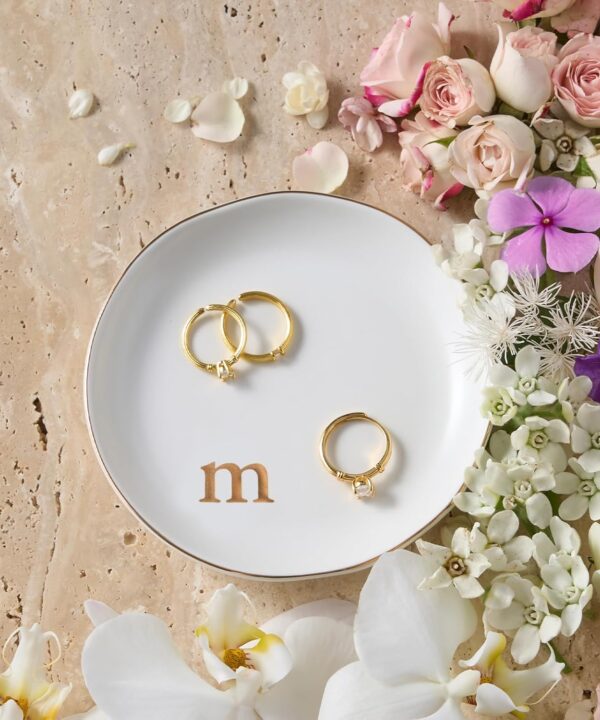 Lolalet Handmade Ceramic Ring Dish Jewelry Tray Plate with Initial, Small Monogram Gift for Her Women Girls Mother, Hostess, Engagement, Bridal Shower, Maid of Honor, Bridesmaid, Birthday, Christmas