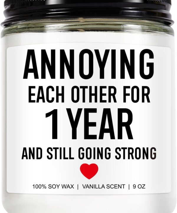 Candle, 1 Year Anniversary, Gifts for Boyfriend, Girlfriend, Husband, Wife, Him, Her, First Anniversary, Gifts for Couple, Men, Women, 1st Year Wedding Anniv. Paper Presents or Decorations