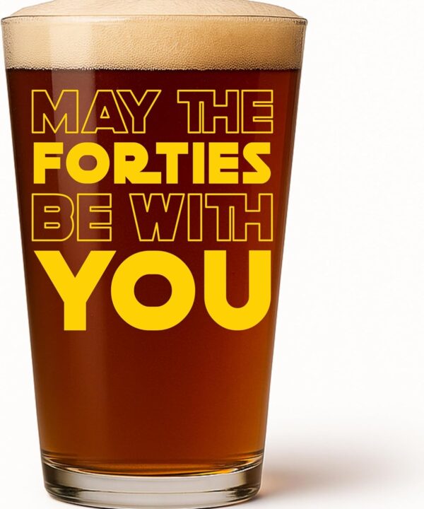 40th Birthday Gifts for Men  May The Forties Be With You Beer Glass, Funny 40th Birthday Gift Men, Birthday Decorations for Husband Gifts, Dad, Retirement, Anniversary, Christmas - Party Supplies