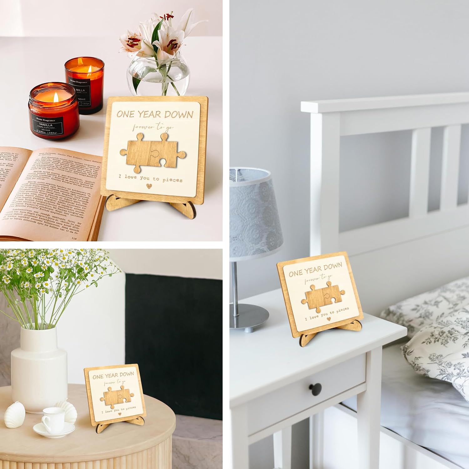 1 Year Anniversary Unique Gift for Couples | Rustic Wooden Keepsake Plaque for Home Decor | 1st Anniversary Paper Gifts for Him, Her, Boyfriend, Girlfriend, Husband, Wife on Valentines Day.