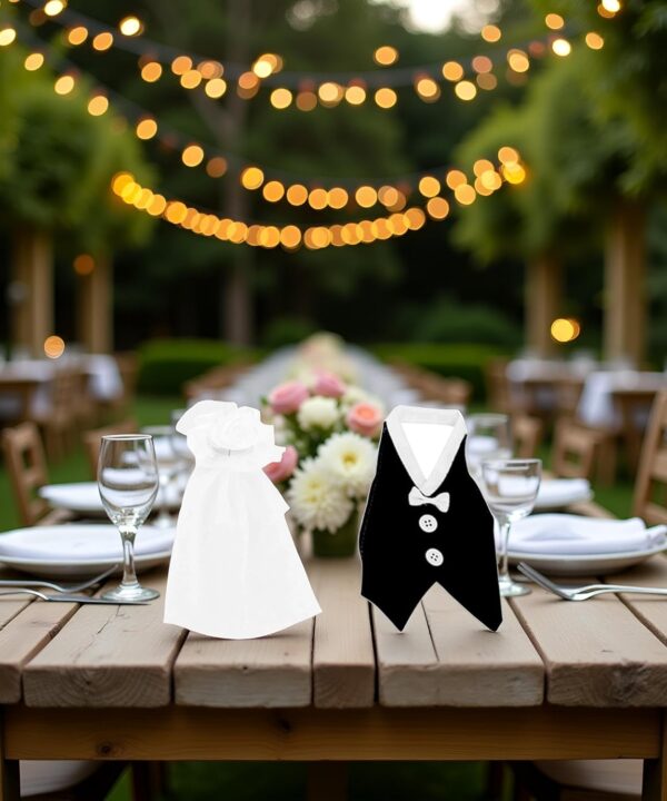 1 Set Bride and Groom Wine Bottle Covers- Wine bottle dress-up for Weddings Wedding Gifts For the Couple Fun Wine Bottle Covers Wedding Centerpieces Decorations, Home and Kitchen