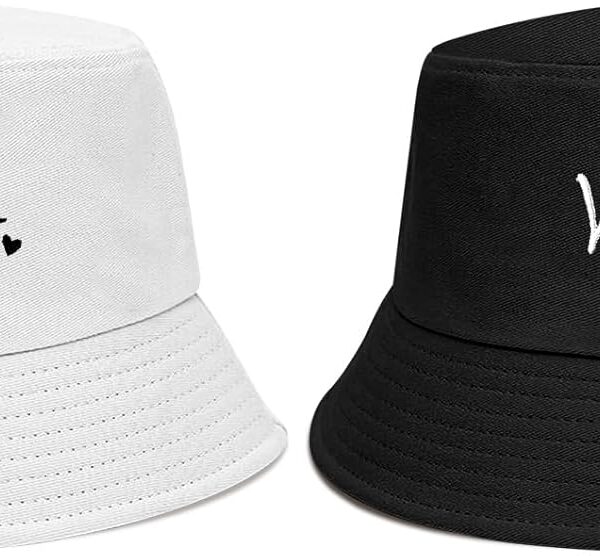 MGupzao 2Pcs White Bride Bucket Hats Beach Bachelorette Party Decorations Bridal Gift Honeymoon Travel Outfit