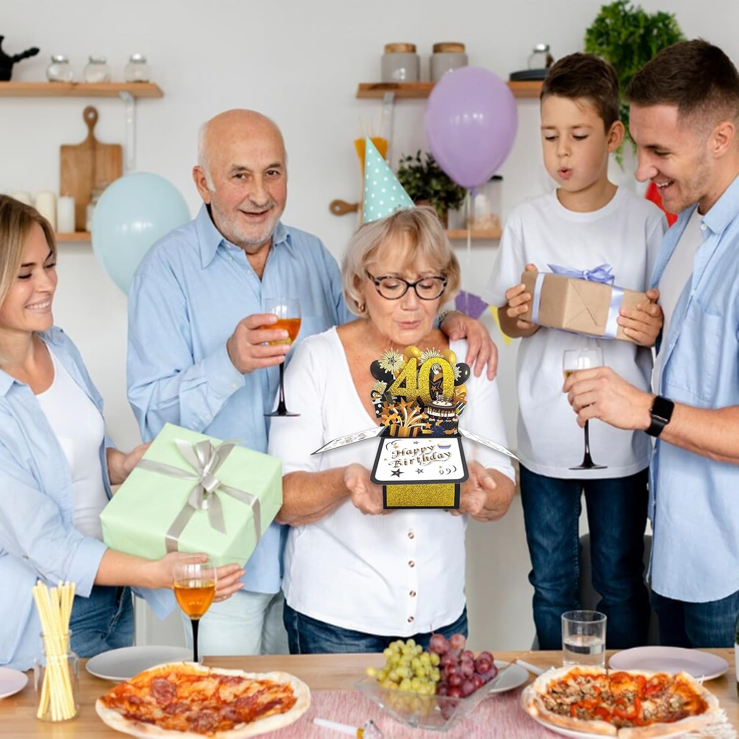 Asmallgf Happy 40th Birthday Pop-up Card for Mom Dad, Cool Splendid Forty Bday 3D Greeting Card for Husband Wife, Best 40 Year Old Birthday Gift Ideas for Men Women