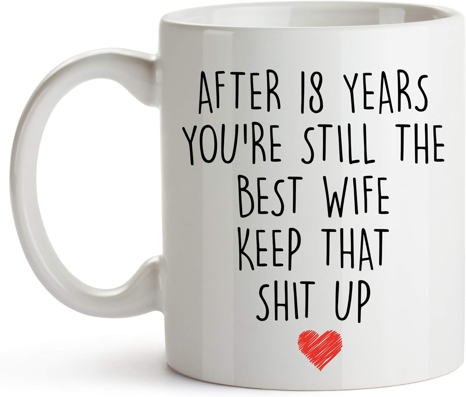 YouNique Designs 18 Year Anniversary Coffee Mug for Her, 11 Ounces, 18th Wedding Anniversary Cup For Wife, Eighteen Years, 18th Year (White)