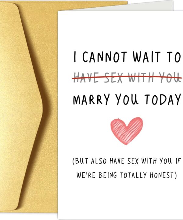 Chenive Naughty Wedding Day Card to Your Bride or Groom, Cheeky Wedding Gift for Partner, I Cannot Wait To Have Sex With You Marry You Today