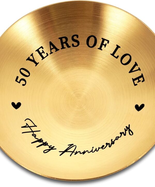 Happy 50th Anniversary Gold Gifts - 50th Wedding Anniversary for Husband Wife Couple Gifts, 50 Years Gold Anniversary Ring Holder for Parents, 50th Birthday Gifts for Mom Dad Christmas Valentines