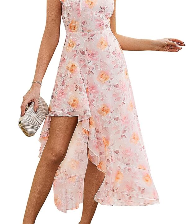 GRACE KARIN Womens Summer One Shoulder Sleeveless Dresses Floral Flowy Ruffle High Low Wedding Guest Maxi Sundresses