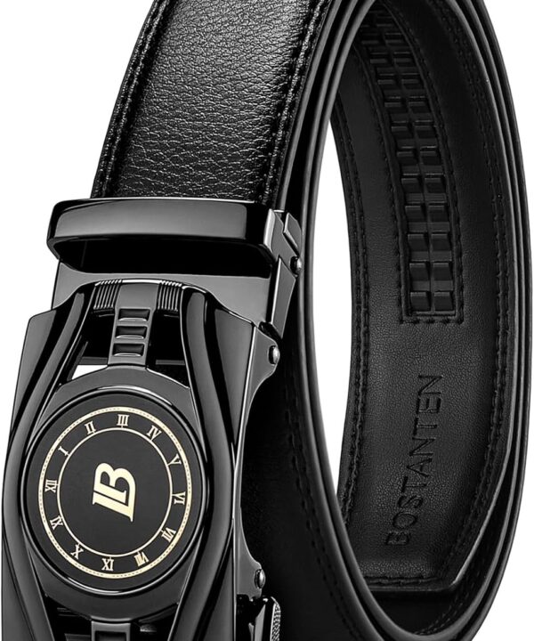 BOSTANTEN Mens Belt Leather Ratchet Belt For Men Dress and Casual with Adjustable Buckle, Trim to Fit