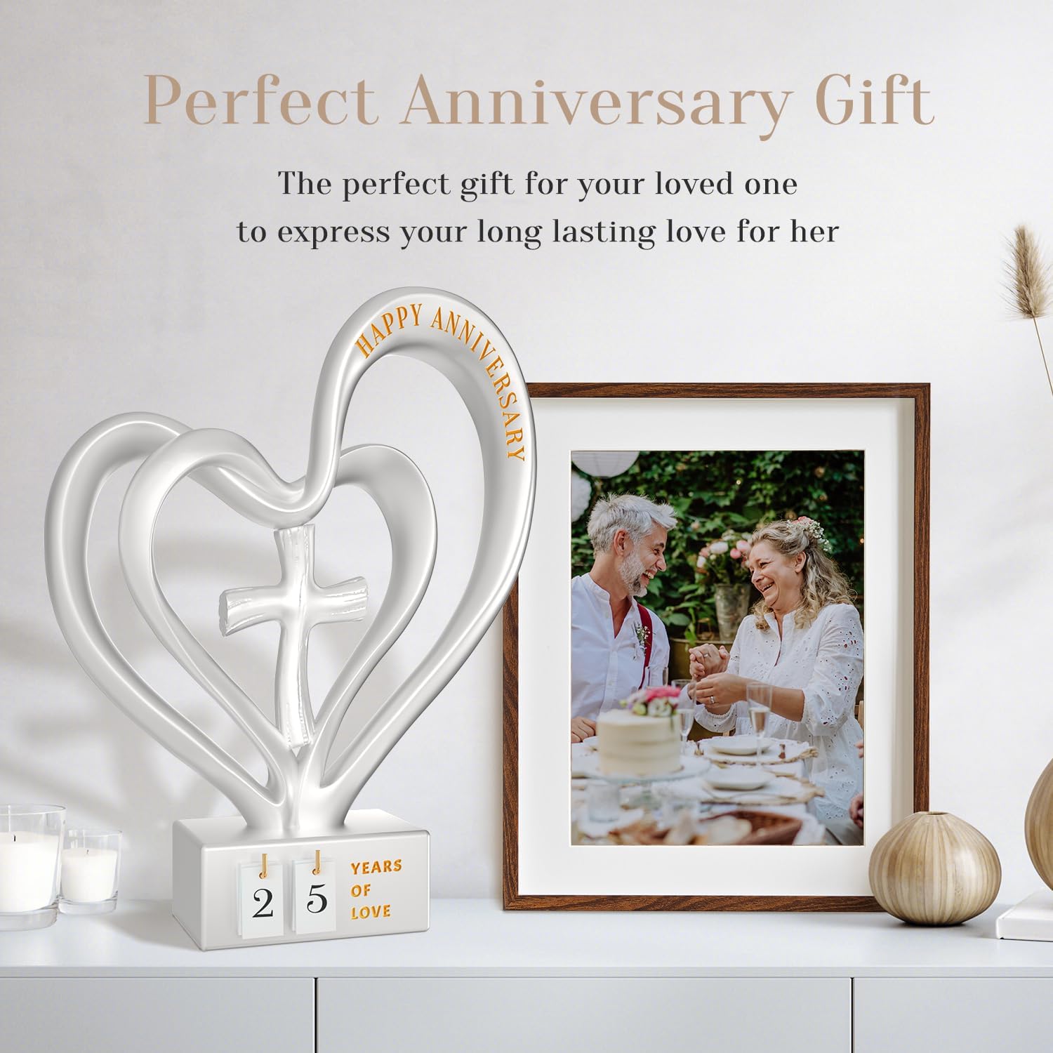 Wedding Anniversary Heart Sculpture Gifts Best for Couple Parents Wife Husband Unique 10th 25th 50th Anniversary Wedding Gift Ideas