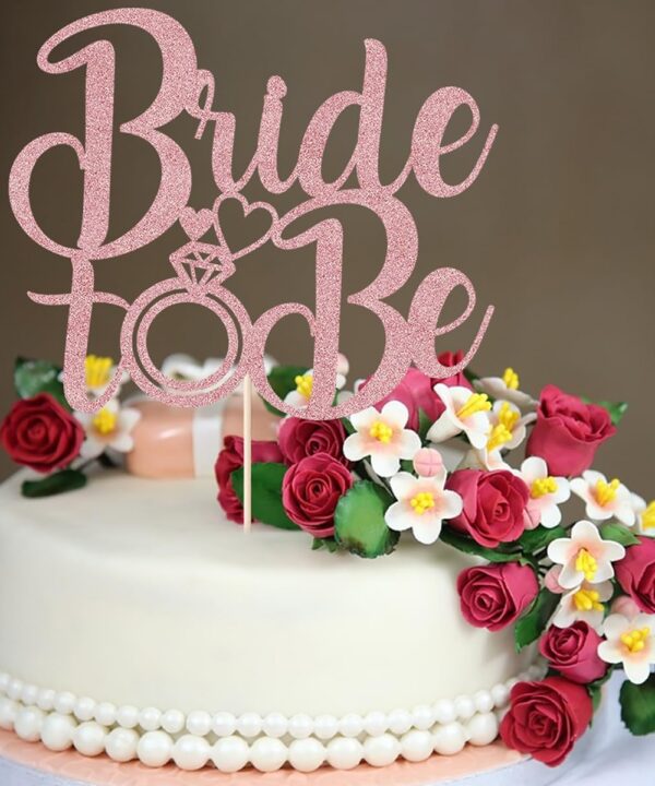 Bride to Be Cake Topper Bridal Shower Cake Topper,for Wedding Shower/Engagement/Bachelorette/Hen Party Decorations/Birthday Party Cake (Rose gold)