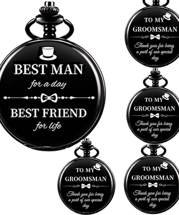 Groomsmen Gifts Set Pocket Watch for Men Bestman Gift Engraved Pocket Watches for Groomsman Gift Set Mens Pocket Watch