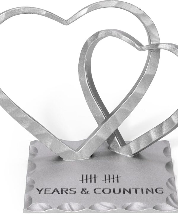 Vastsea 10 Year Anniversary Wedding Gifts for Him Her - 10th Anniversary Tin Gift for Wife Couples Husband, Hearts Sculpture Home Decor & Card & Gift Box