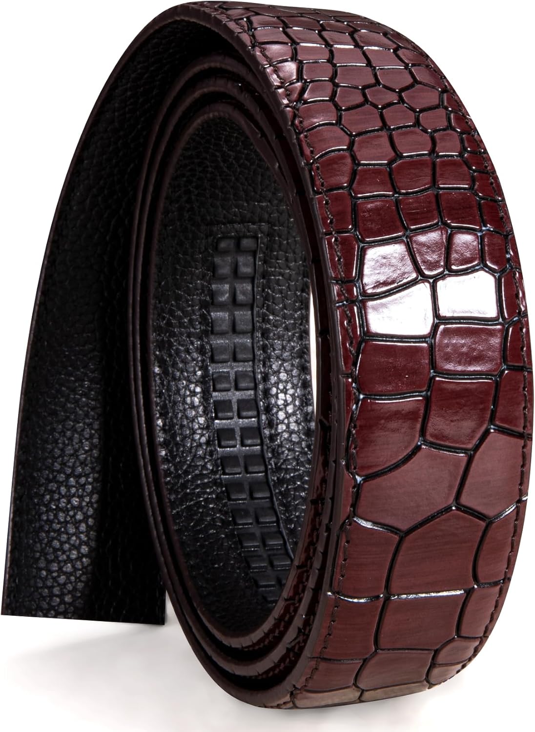 Dubulle Designer Mens Belts, Sliding Automatic Buckle Ratchet Dress Belt TOP Genuine Leather Strap Gifts