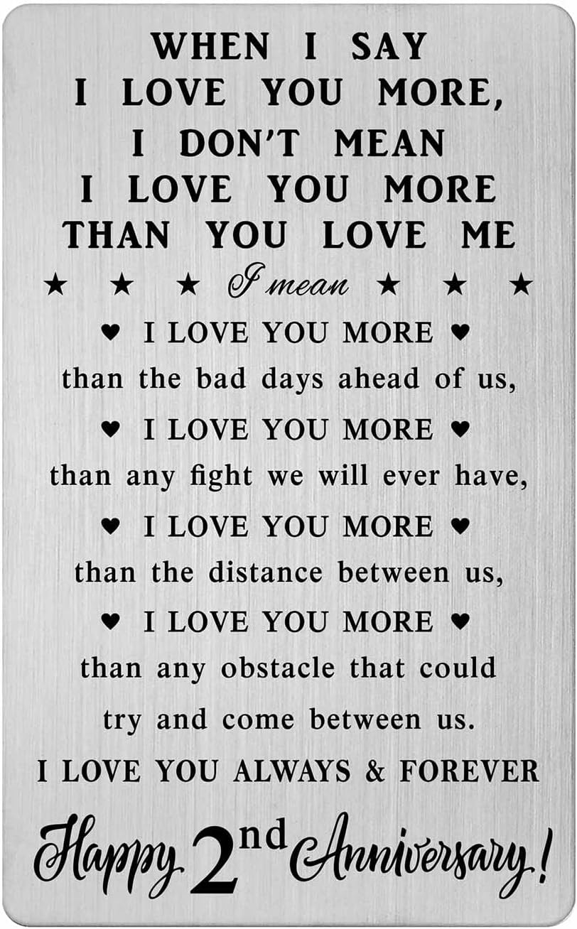 CPLJW 2 Year Anniversary Card Gifts for Men, 2 Year Anniversary Card Gifts for Women, 2nd Wedding Card for Husband Wife