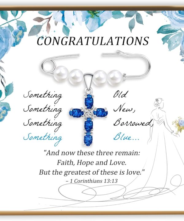 PEALICIOUS Something Blue Gift for Bride, Bridal Shower Gifts from Mom Sister Friend, Blue Bridal Bouquet Charm as Wedding gifts, Bride Pin Blue Heart Charm Attaches to Bridal Bouquet, Garter, Dress