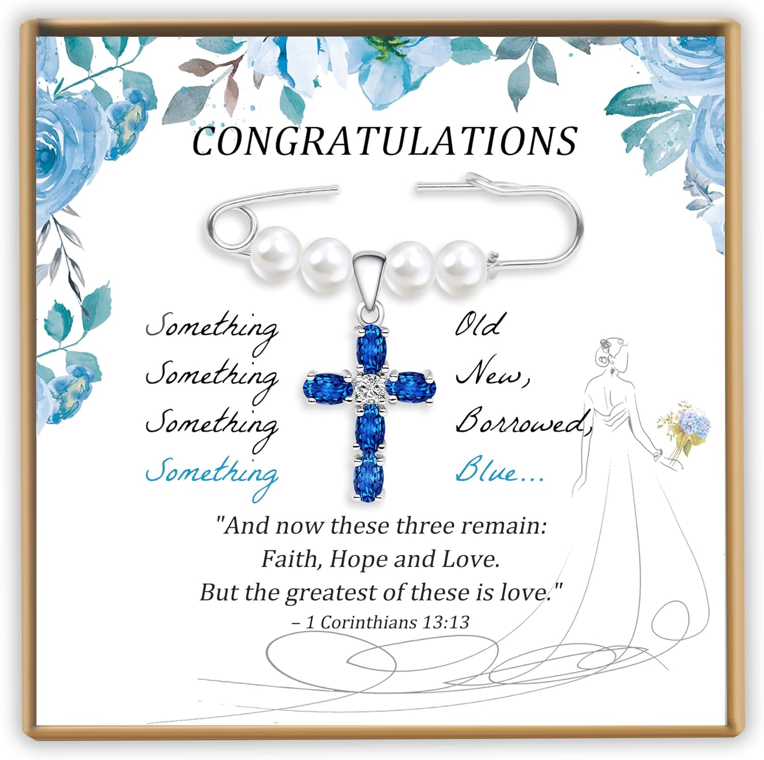PEALICIOUS Something Blue Gift for Bride, Bridal Shower Gifts from Mom Sister Friend, Blue Bridal Bouquet Charm as Wedding gifts, Bride Pin Blue Heart Charm Attaches to Bridal Bouquet, Garter, Dress