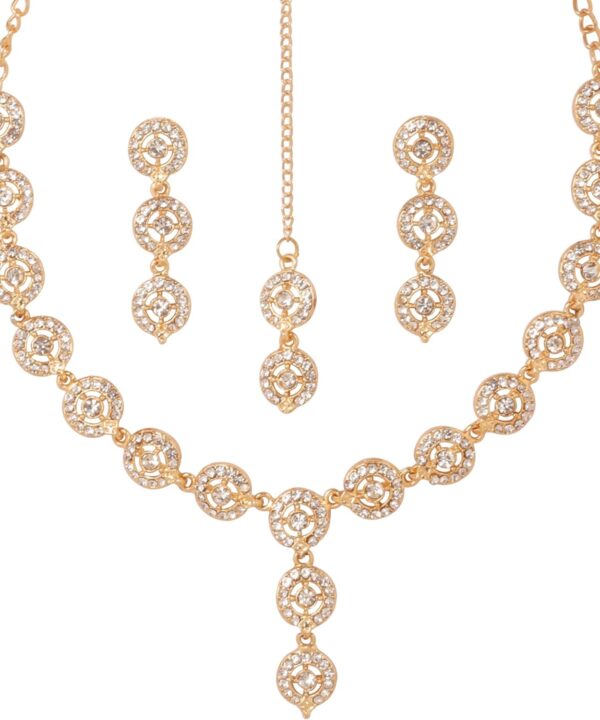 Sunsoul by Touchstone Indian Jewelry Sets for Women Gold Wedding Guest Necklace Set Bollywood Accessories Simple desi Jewellery Statement Pageant Bride Elegant Prom Rhinestone Necklaces