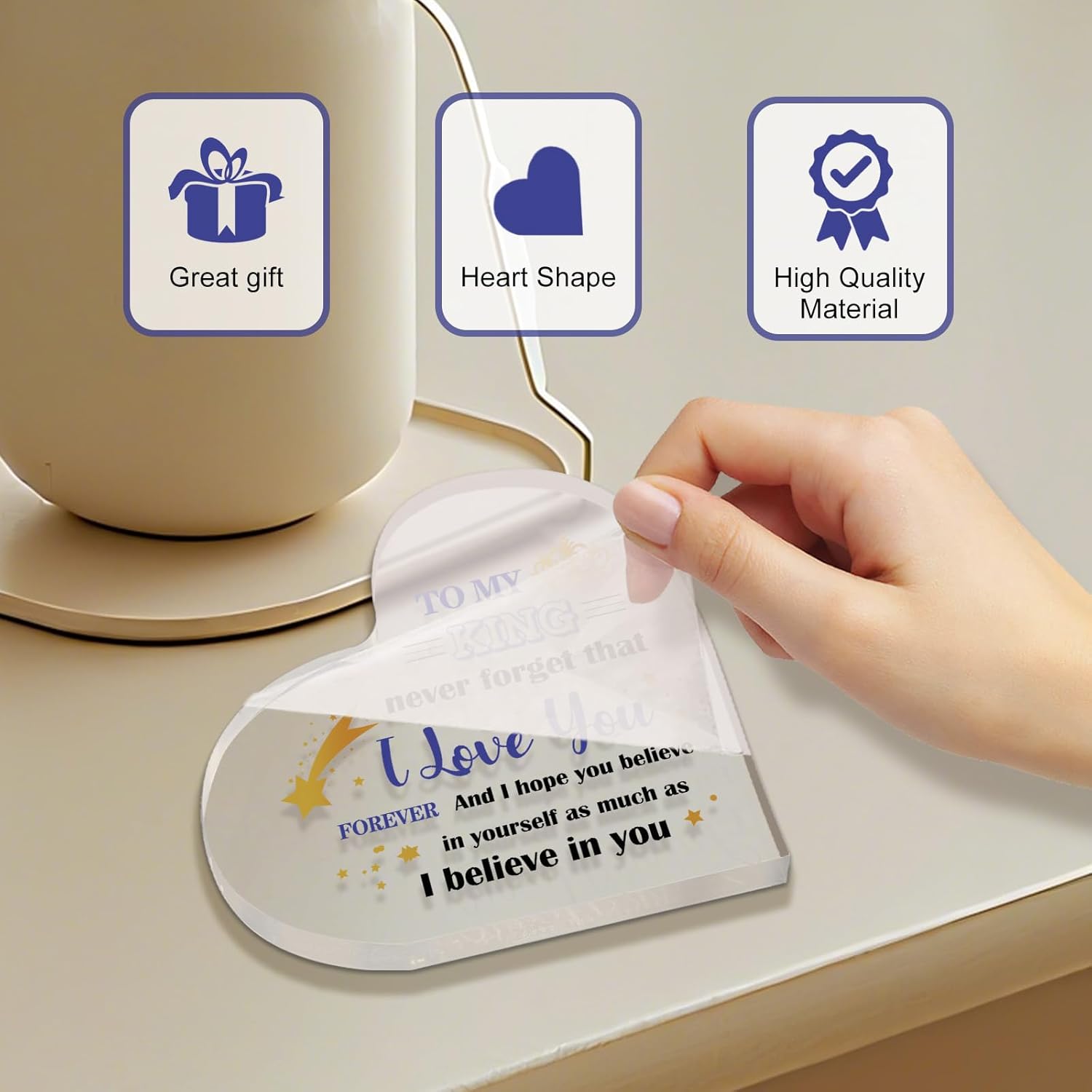 Christmas Husband Gifts, Gifts for Husband from Wife, Husband Birthday Gift, Anniversary Valentines Gifts for Him,Christmas Anniversary for Husband Boyfriend Acrylic Heart Plaque