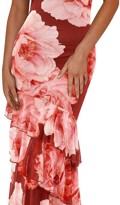 PRETTYGARDEN Maxi Dresses for Women 2026 Summer Tiered Floral Beach Sundress Spaghetti Strap Spring Wedding Guest Long Dress