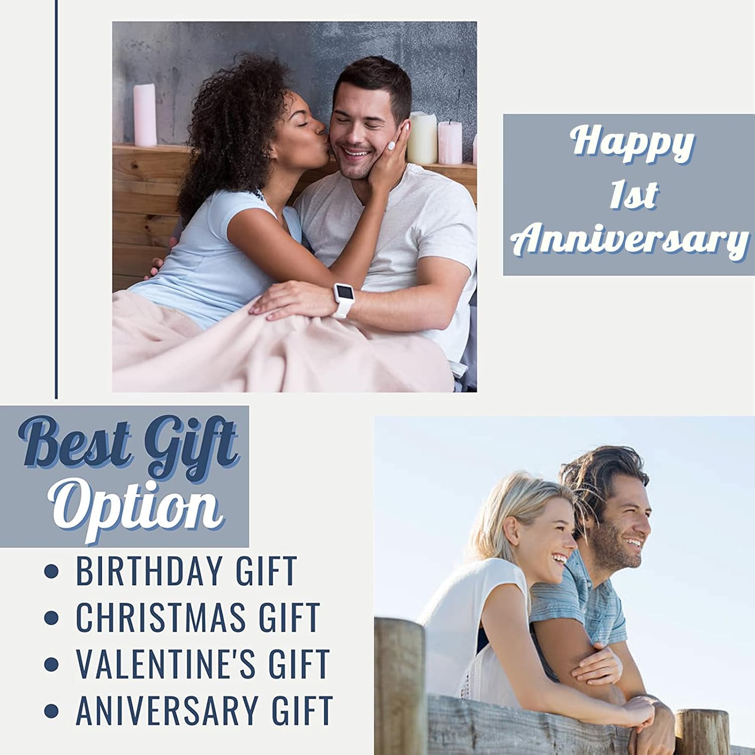 Mosslink 1st Anniversary Paper Gifts for Couple Husband Wife, 1 Year Anniversary Wedding Gifts for Him Her, First Anniversary Marriage Gifts,Romantic Bed Throw Blanket 60X50
