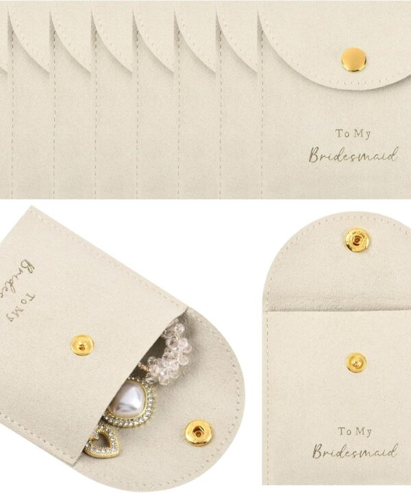 CEELGON Jewelry Bags Bridesmaid Gifts Set of 8 Velvet Small Jewelry Pouch with Button Bracelet Earring Necklace Packaging Bridesmaid Proposal Gift Bags Bridal Party Favors Gifts (Beige)