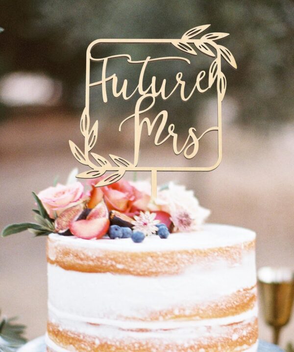 Future Mrs cake topper, Wedding Cake Topper,Bachelorette Party Decor,Bridal Shower Decor, Bridal Cake Topper, Bachelorette Rustic Wedding Party (Wood)