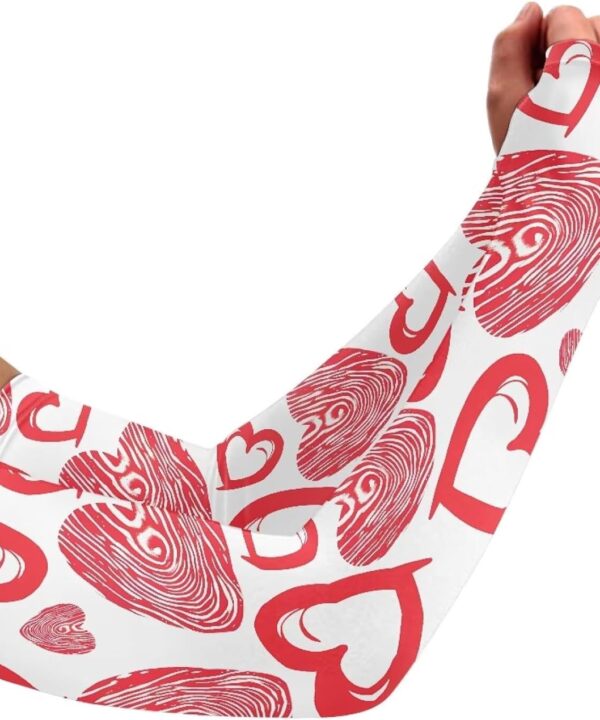 Uskorhein Love Heart Summer Arm Sleeves, Hawaii Palm Leaf UV Sun Protection, Pink Ribbon Gardening Farm Arm Sleeves