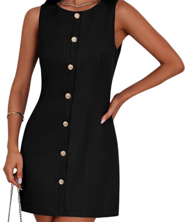 PRETTYGARDEN Work Dresses for Women 2026 Summer Business Formal Short Dress Sleeveless Button Down Elegant Office Outfits