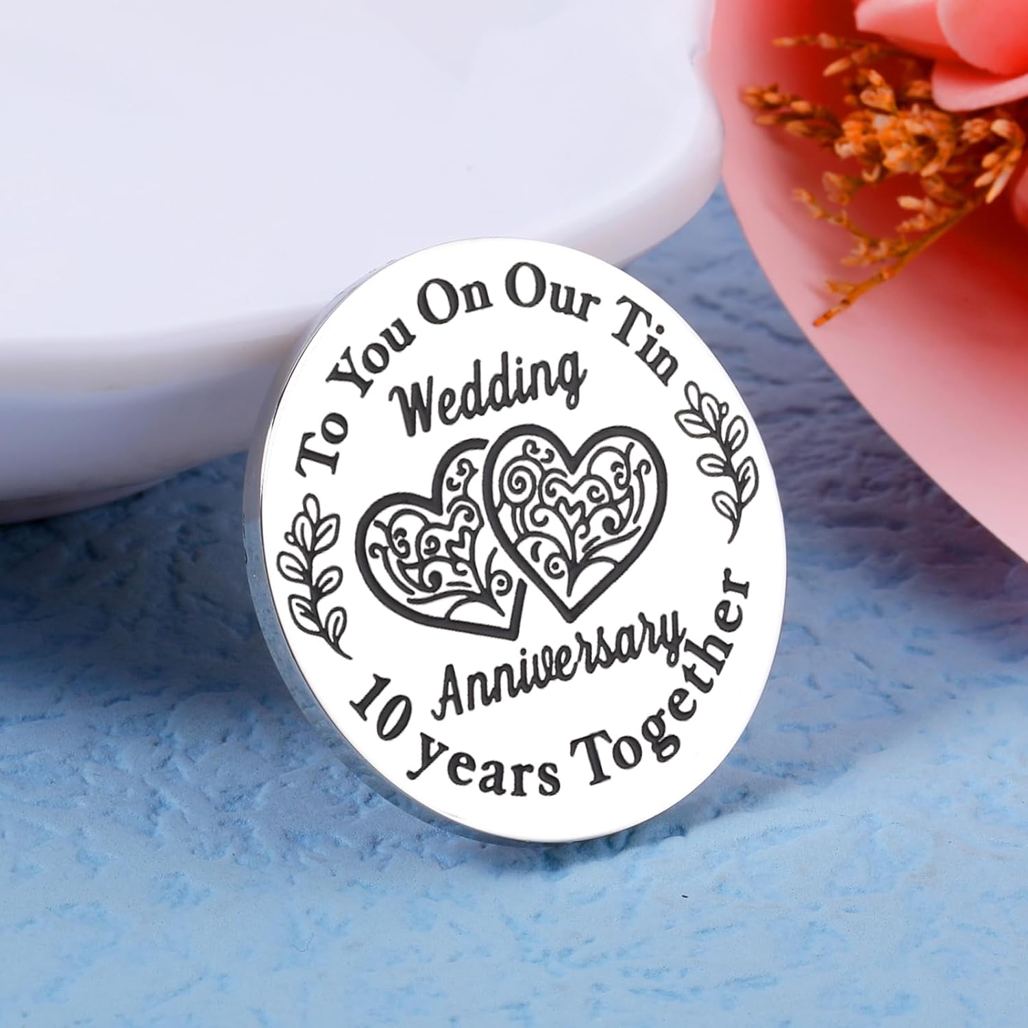 10 Year Anniversary Tin Gifts for Him Her, 10th Anniversary Wedding Gifts for Husband Wife Women Men Couple, Boo Basket Stuffer, I Love You Present for Birthday Christmas Valentines Day