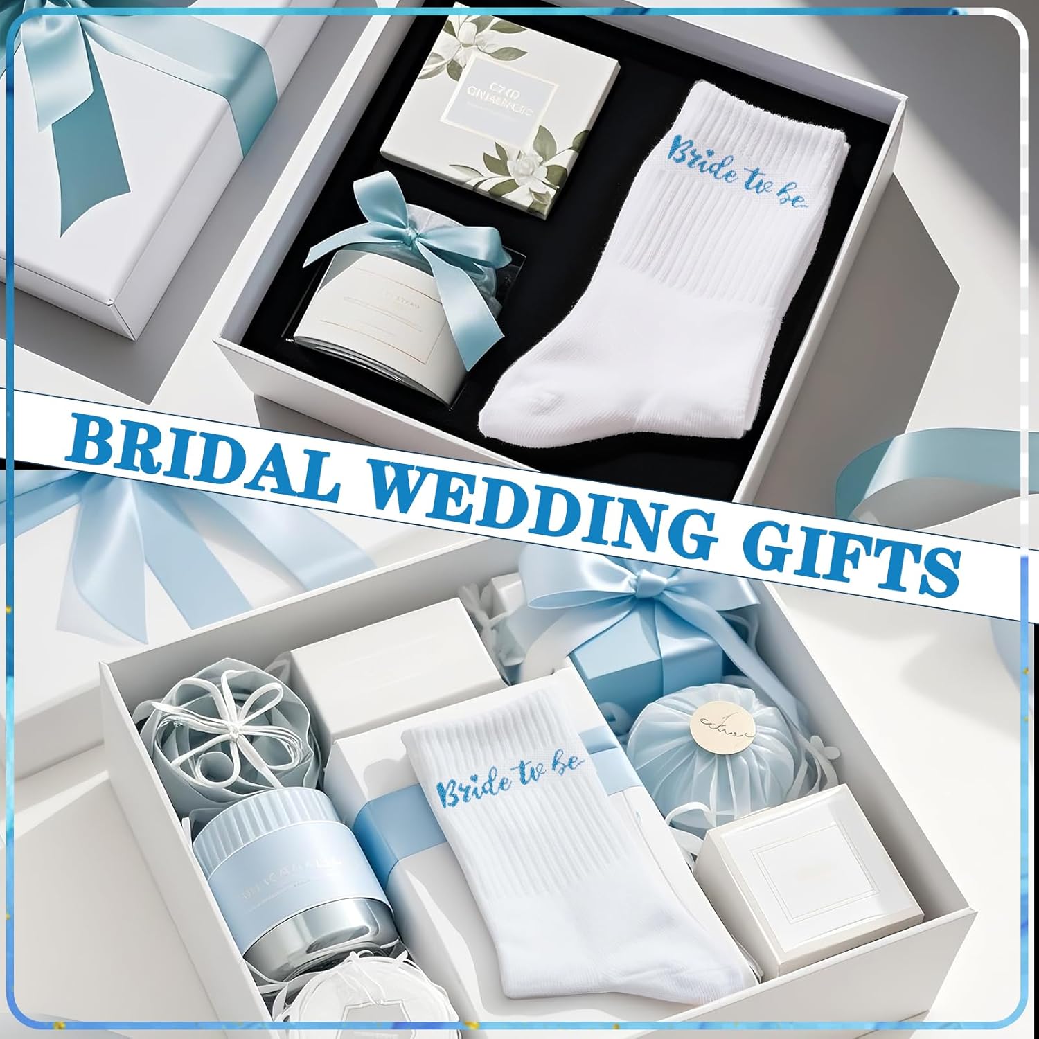 Etercycle Bride To Be Socks, Something Blue Gift Womens Sock, Soft Cotton Bride Socks Bridal Shower Decorations Wedding Engagement Bridesmaid Gifts Bachelorette Party Accessories Honeymoon Essentials